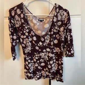 American Eagle Outfitters Red Fitted 3/4 Sleeve Blouse